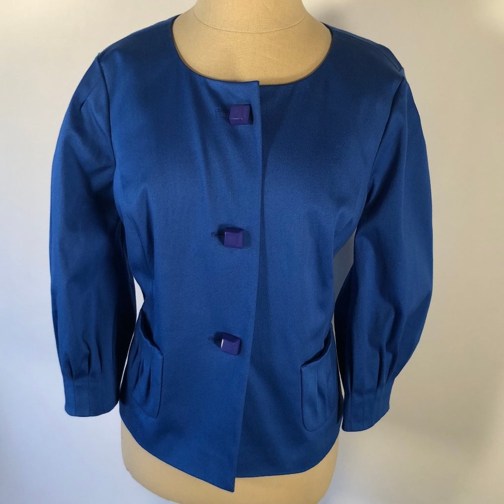 Semantiks Petite Royal Blue Career Blazer PM Womens Nordstrom CROP Jacket